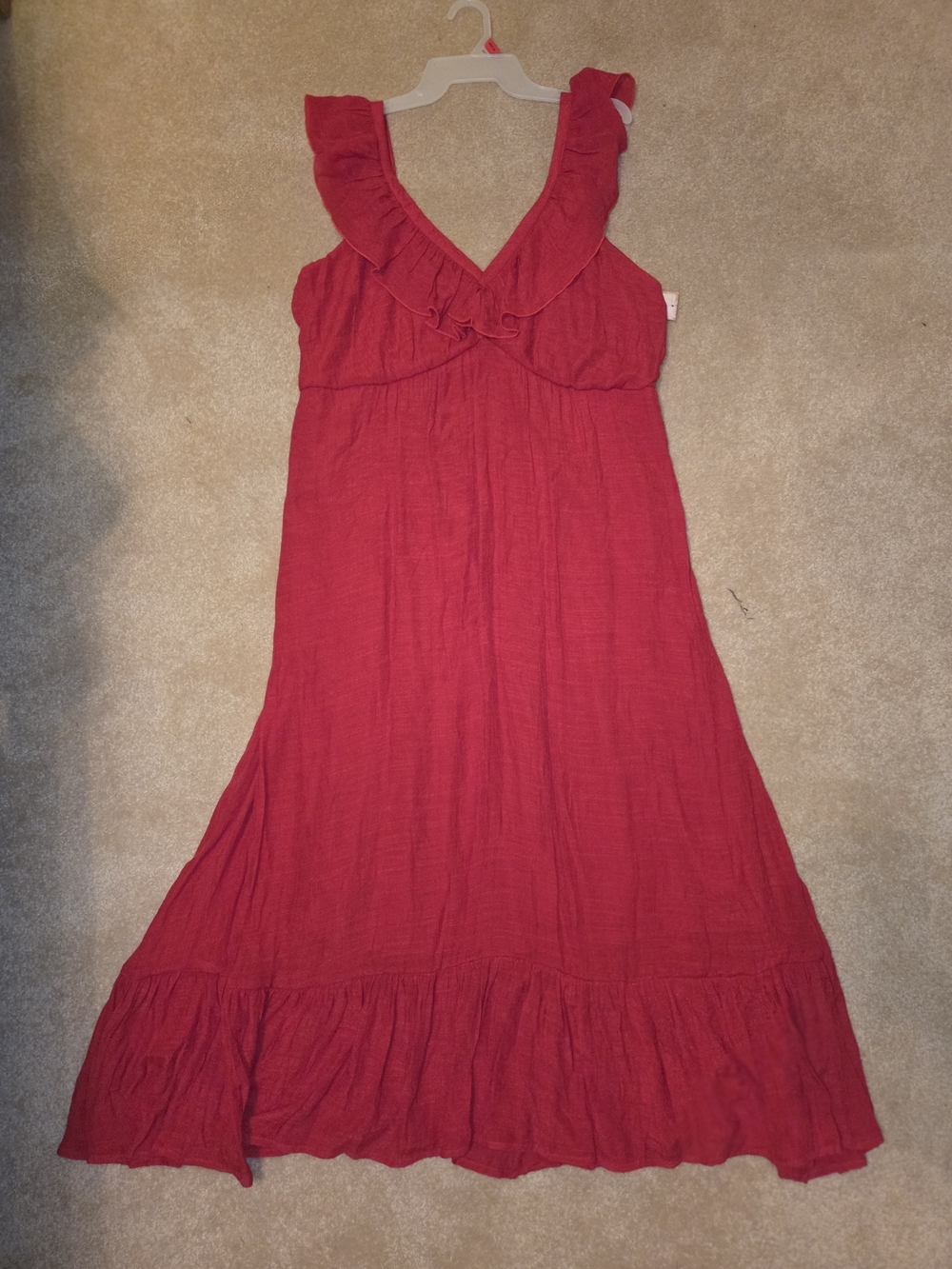 Red Ruffled Maxi Dress - Picture 3 of 4